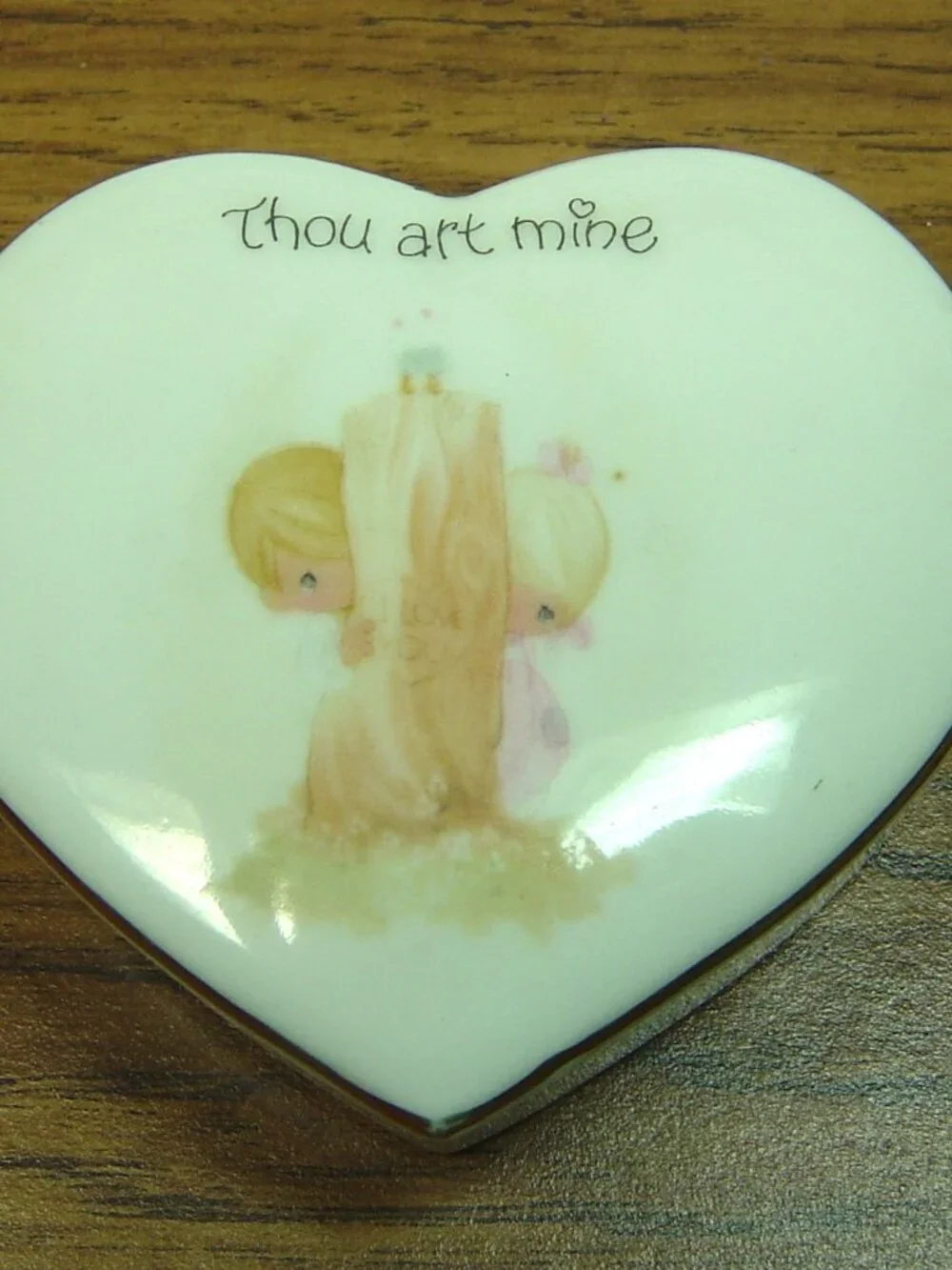 Vintage Precious Moments heart shaped trinket box -